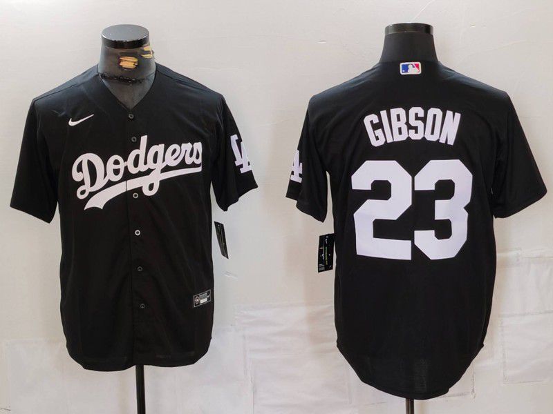 Men Los Angeles Dodgers #23 Gibson Black Nike Game 2024 MLB Jersey style 6